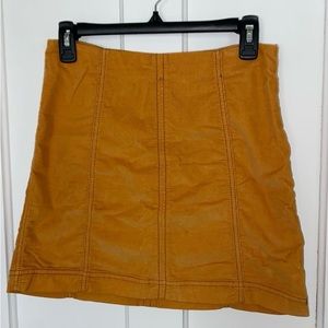 Free People Golden Yellow Corduroy Mini Skirt